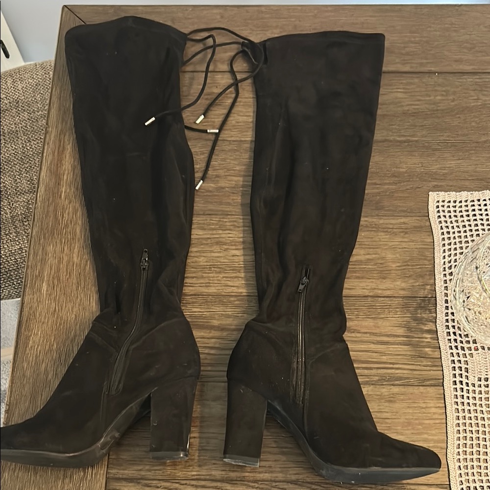 Aldo Black Suede Over-the-Knee Boots